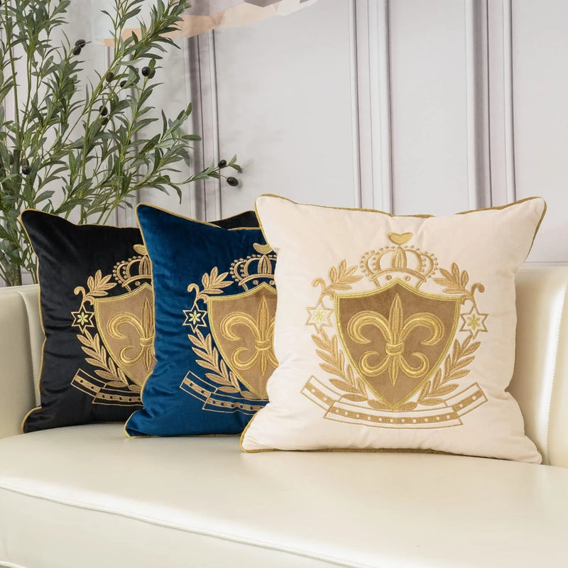 Royal Crest Embroidered Cushion Cover Style 1