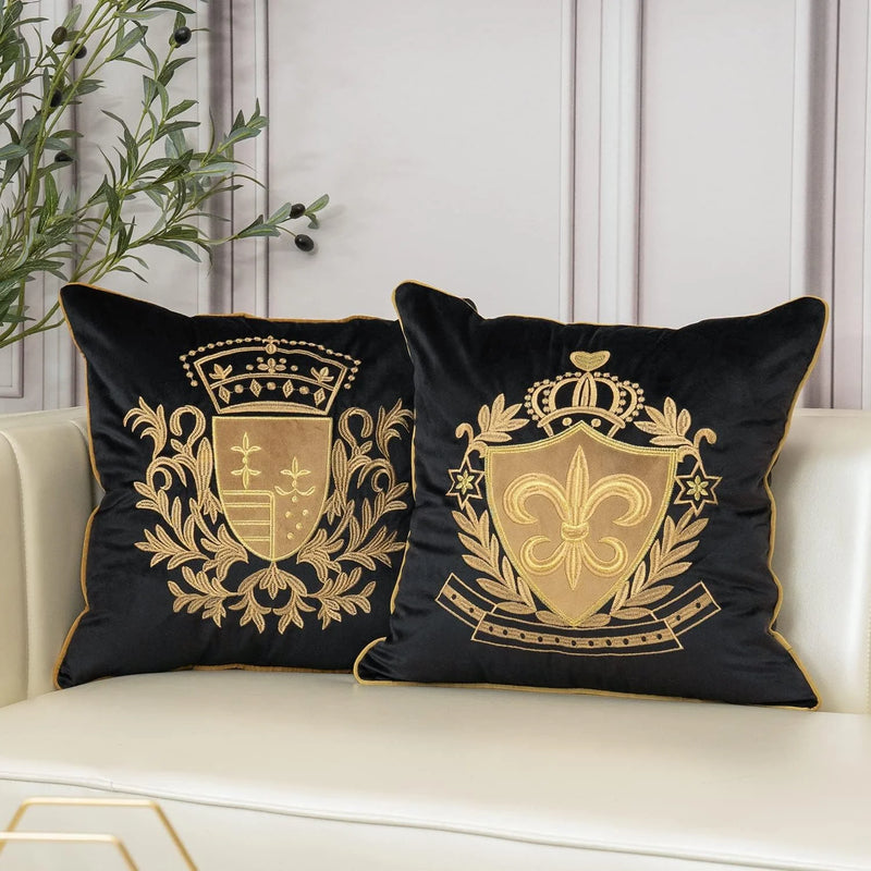 Royal Crest Embroidered Cushion Cover Style 1