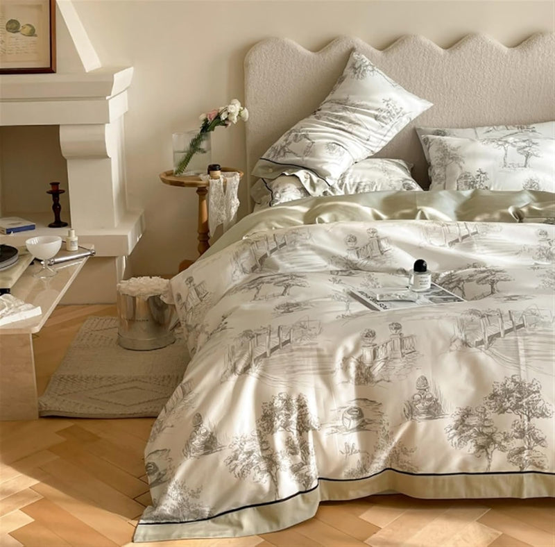 Retro Pastoral Style Printed Bedding Duvet Set