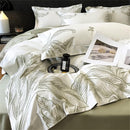 Luxury Botanical Embroidery Duvet Set – Soft Cotton Duvet Cover with Leaf Design