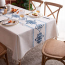 Blue Embroidered Cotton Table Cover - myhomestore.com.pk
