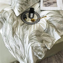 Luxury Botanical Embroidery Duvet Set – Soft Cotton Duvet Cover with Leaf Design