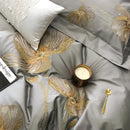 Cotton Satin Flower Embroidery Duvet Set - myhomestore.com.pk