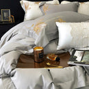 Cotton Satin Flower Embroidery Duvet Set - myhomestore.com.pk