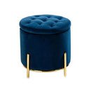 Velvet Round Storage Ottoman with Removable Lid, Gold Metal Legs - myhomestore.com.pk