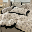 Floral Ruffle Trim Printed Duvet Set