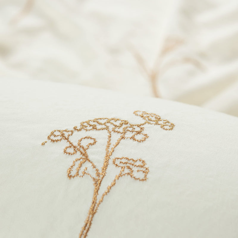 Floral Leaf Embroidered Duvet Cover