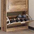 Space-Saving Shoe Cabinet with Dual Tilt-Out Compartments