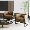 Upholstered Leather Barrel Living Room Accent Chair - myhomestore.com.pk