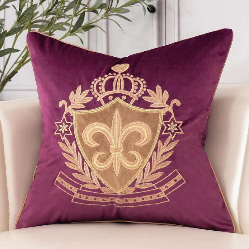 Royal Crest Embroidered Cushion Cover Style 1