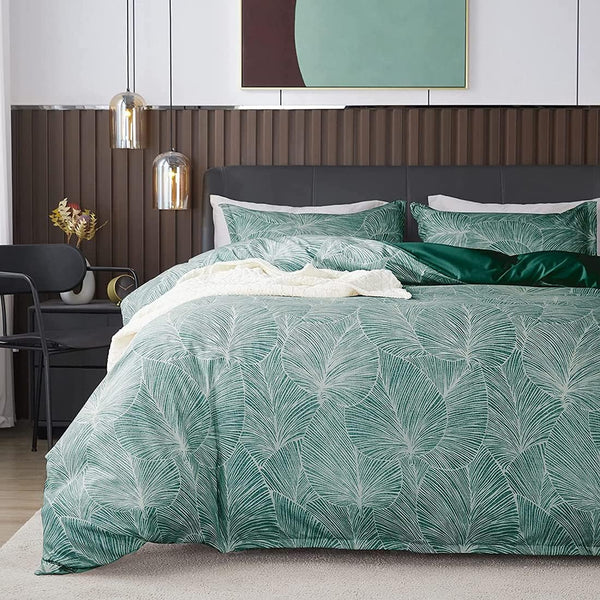 Tropical Leaves Printed Bedding Duvet Set-Artistic & Elegant