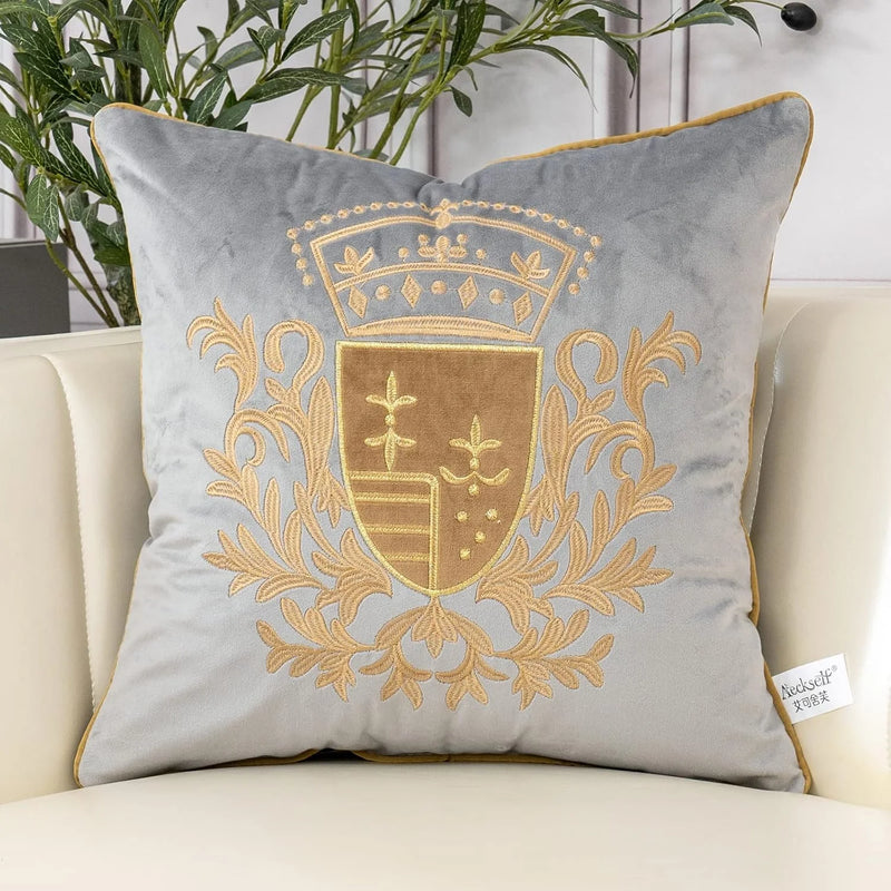 Royal Crest Embroidered Cushion Cover Style 2