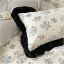 Floral Ruffle Trim Printed Duvet Set