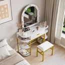 White Vanity Mirror with Lights and Table Set with Drawers, - myhomestore.com.pk