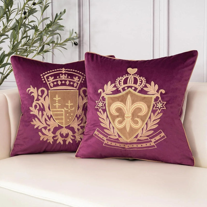 Royal Crest Embroidered Cushion Cover Style 1