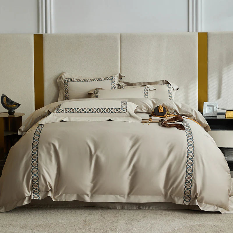 Luxury Cotton Satin Circle Embroidery Duvet Set