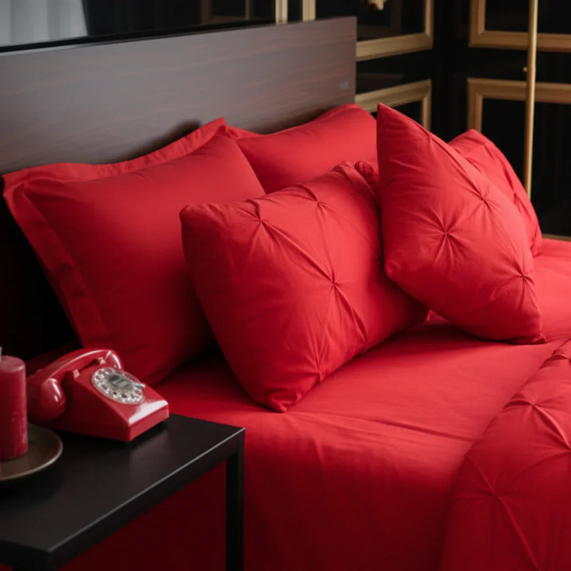 Red Pintuck Duvet Set