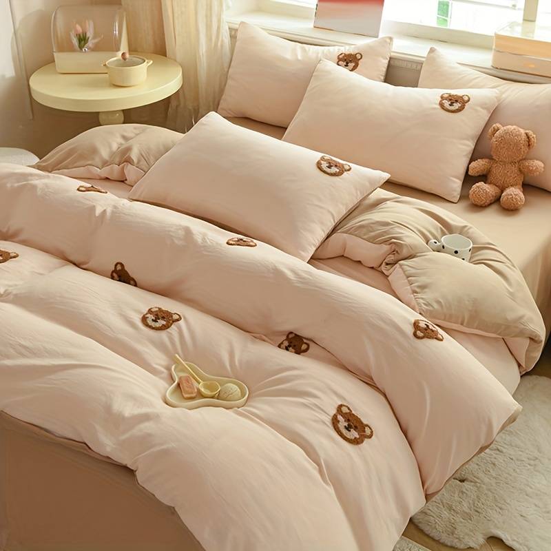 Teddy Bear Embroidered Duvet Set