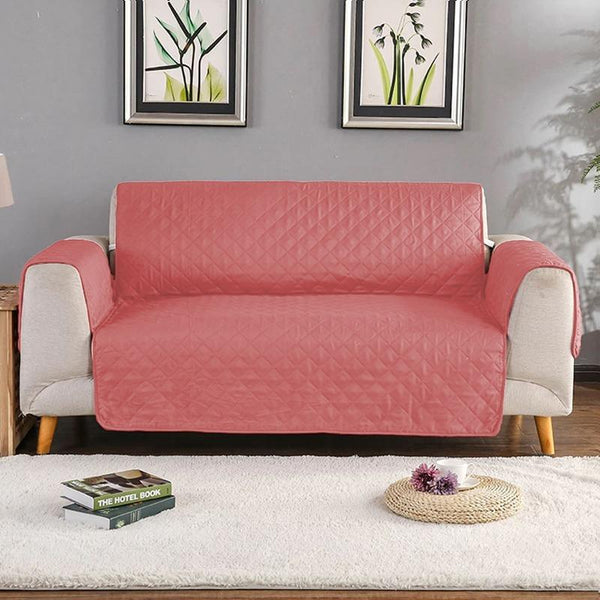 Quilted Sofa Cover ( pink )