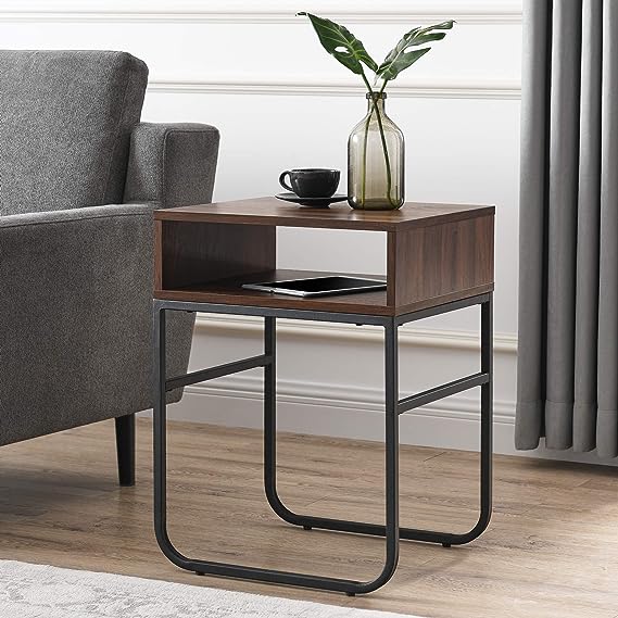 Metal Leg and MDF Sheet Rectangle Side Table Living Room