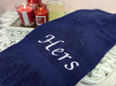 His & Hers Embroidered Cotton Bath Towels - myhomestore.com.pk