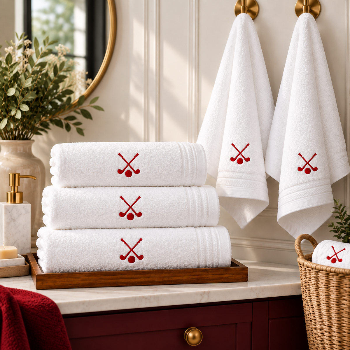 Premium White Golf Embroidered Towel Collection