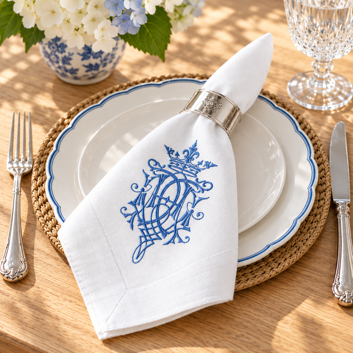 Elegant Monogram Dining Napkin Set