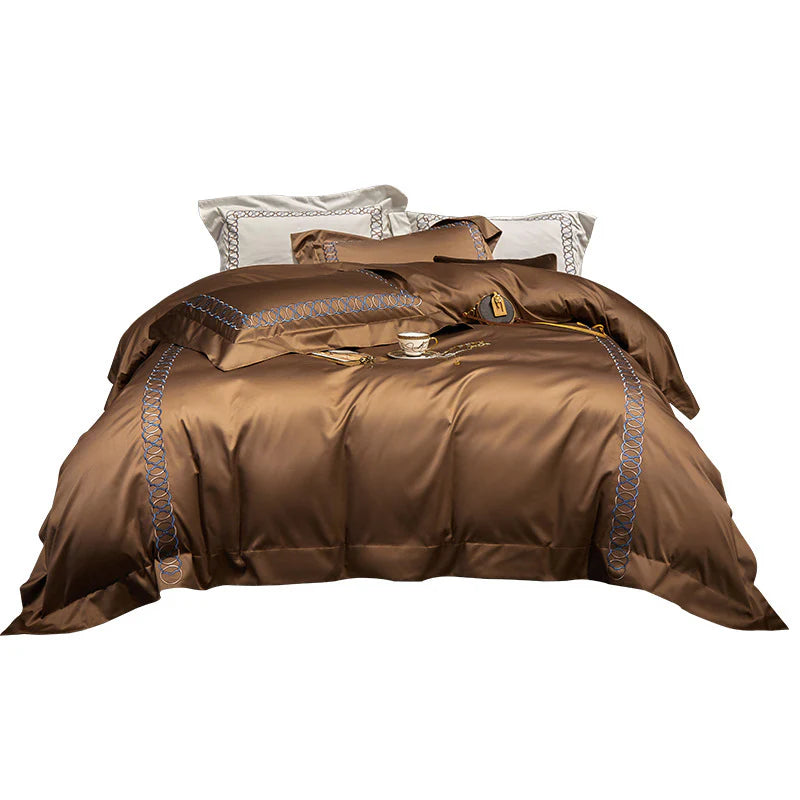 Luxury Cotton Satin Circle Embroidery Duvet Set