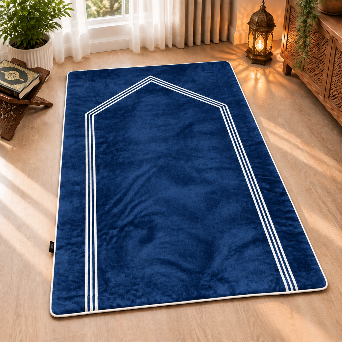 Luxury Navy Blue Velvet Prayer Mat