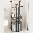 Free Standing Towel Rack with Laundry Hamper Basket Metal Towel Stand - myhomestore.com.pk