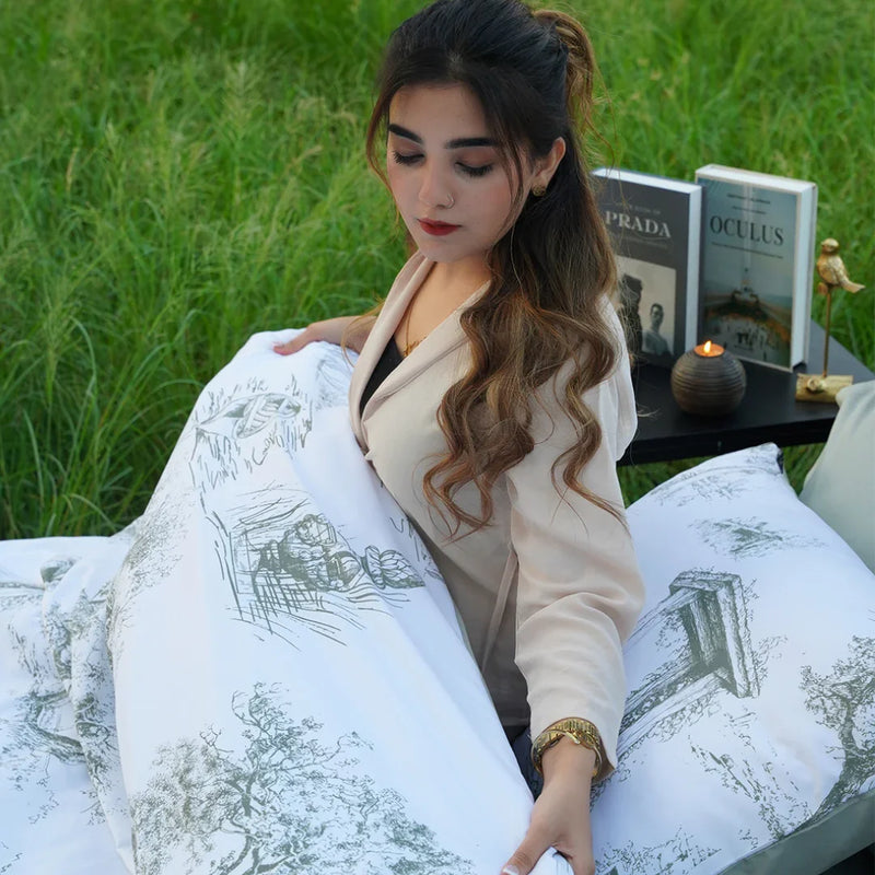 Retro Pastoral Style Printed Bedding Duvet Set