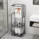 Towel Stand With Storage Shelf For Bathroom - myhomestore.com.pk