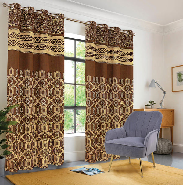 Light Brown printed curtains