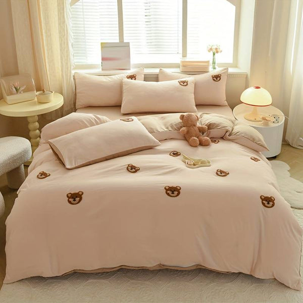 Teddy Bear Embroidered Duvet Set