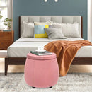 Velvet Round Storage Ottoman with Removable Lid, Footrest Stool - myhomestore.com.pk