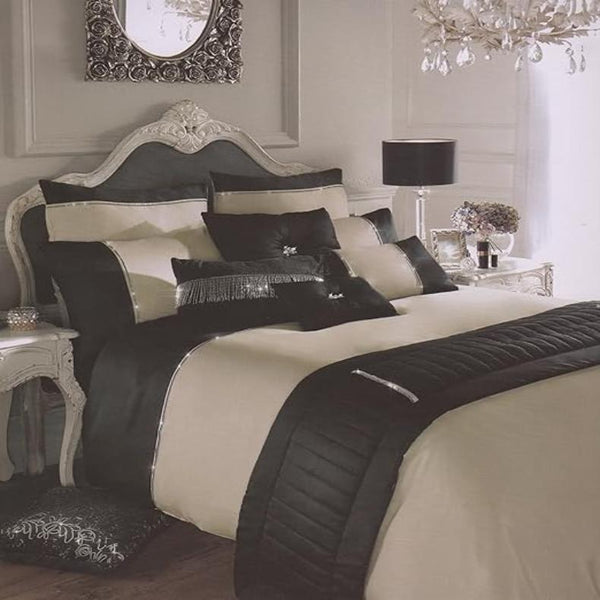 Black with Beige Bridal Bedding Duvet Cover