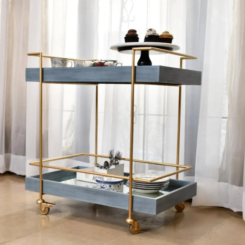 Trolley Table Grey with Gold