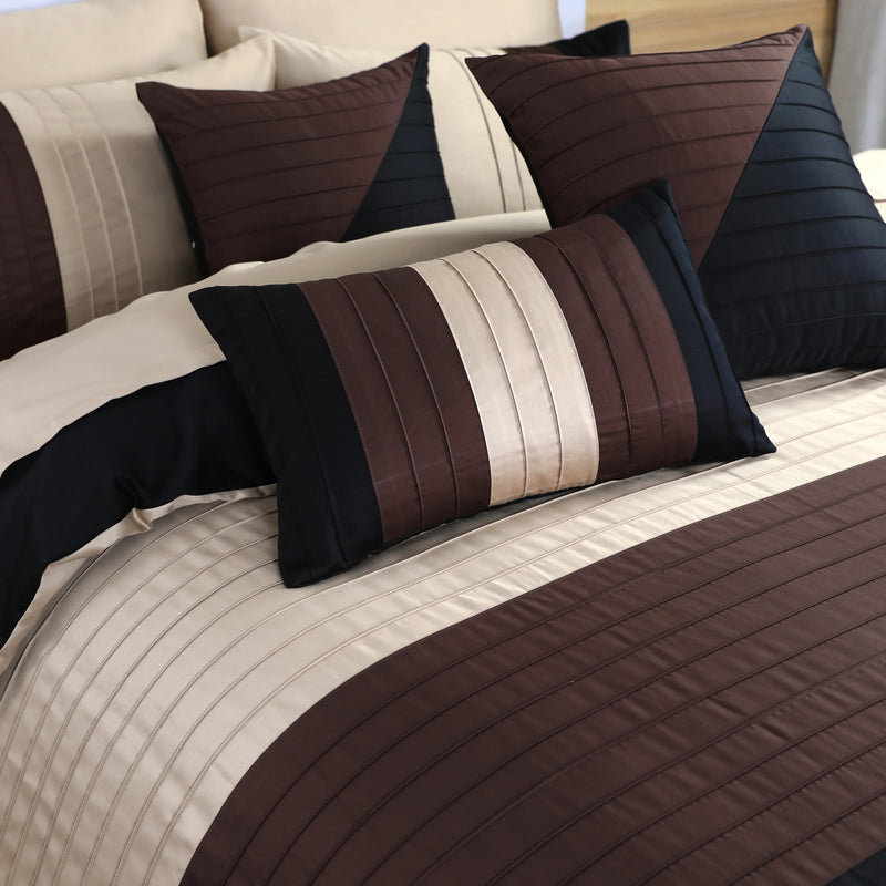 Luxury pleated Duvet Set (Blue with brown)