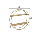 MDF Metal Wall Shelf with 2 Open Shelves, Brown and Gold - myhomestore.com.pk