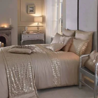 Luxury Beige Bridal Bedding Duvet Set with Filling