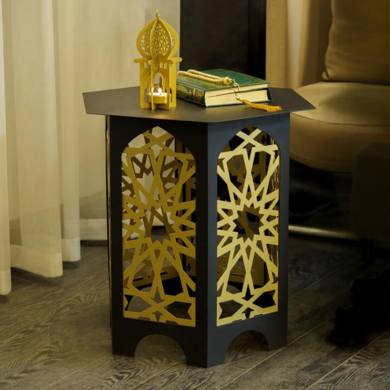 Black & Gold Metal Side Table