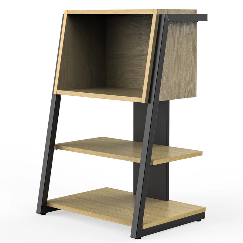 4 Tier Industrial Bookcase, Ladder Book Shelf with Storage Organizer