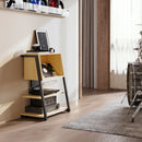 4 Tier Industrial Bookcase, Ladder Book Shelf with Storage Organizer