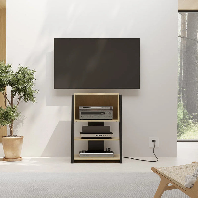 4 Tier Industrial Bookcase, Ladder Book Shelf with Storage Organizer