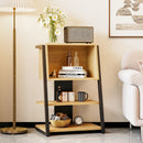 4 Tier Industrial Bookcase, Ladder Book Shelf with Storage Organizer