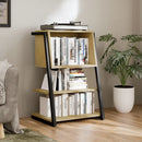 4 Tier Industrial Bookcase, Ladder Book Shelf with Storage Organizer