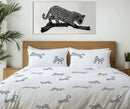 Safari Cheetah White Embroidered Bedding