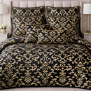 Black And Gold Damask Bedding Set