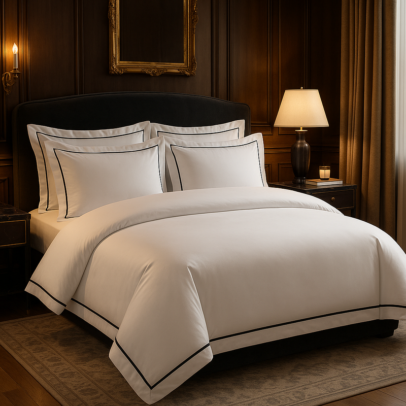 Single Line Embroidered  Baratta Stitch Duvet Set