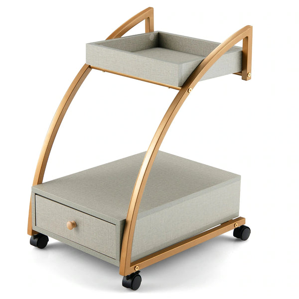 Costway Rolling End Table with Storage Drawer Tray